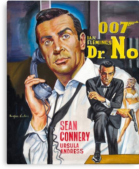 453x550 James Bond Sean Connery Painting Canvas Prints By Star Portraits - James Bond Painting