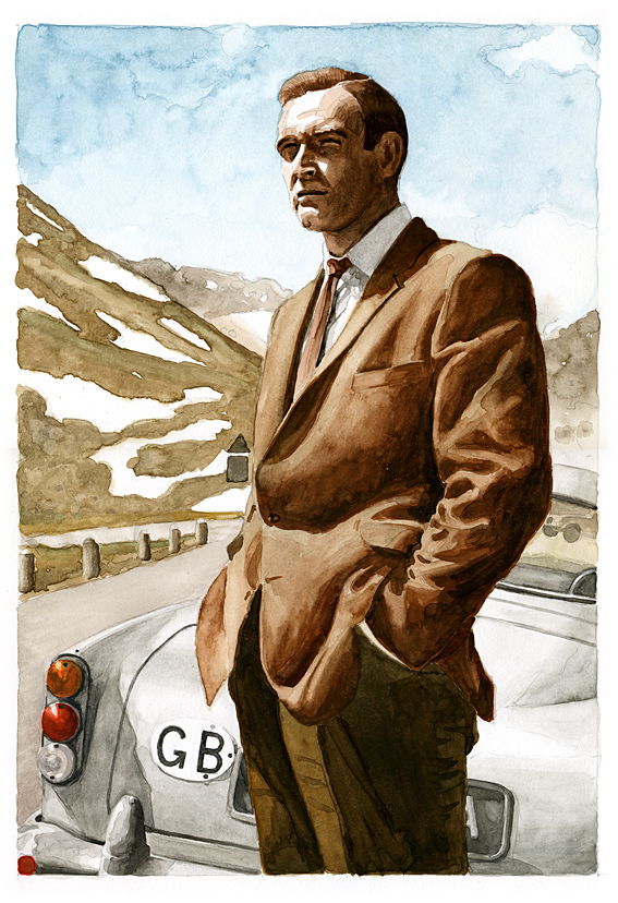 567x828 Sean Connery 007 James Bond Watercolour By Jez Vaughan - James Bond Painting