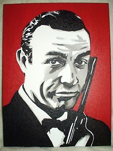 225x300 Canvas Painting James Bond Sean Connery Red Bampw Art 16x12 Inch - James Bond Painting