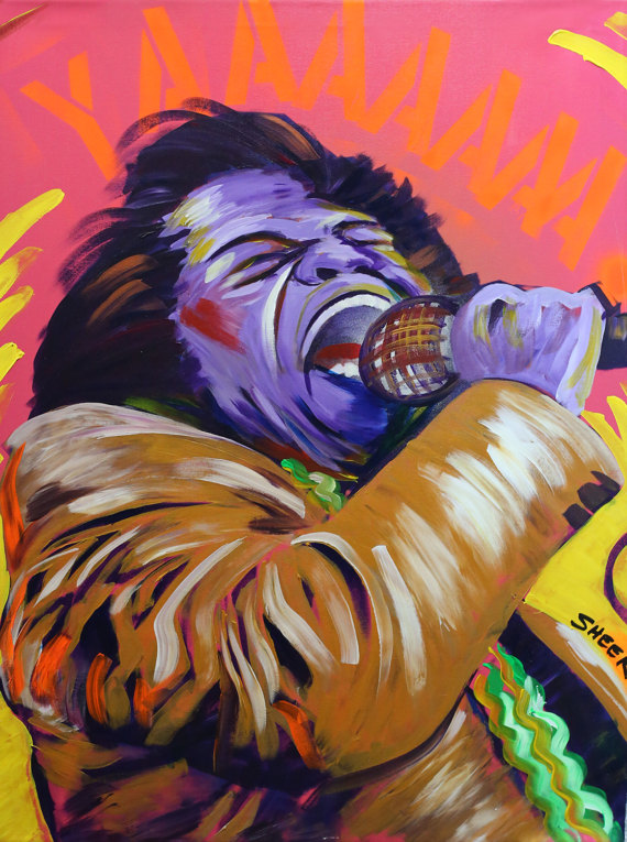 570x765 James Brown Canvas Art By Sheek Red Back Ground 12 - James Brown Painting