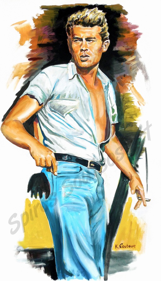 517x900 James Dean Portrait Acrylic Painting,the Giant1956 Movie Poster - James Dean Painting