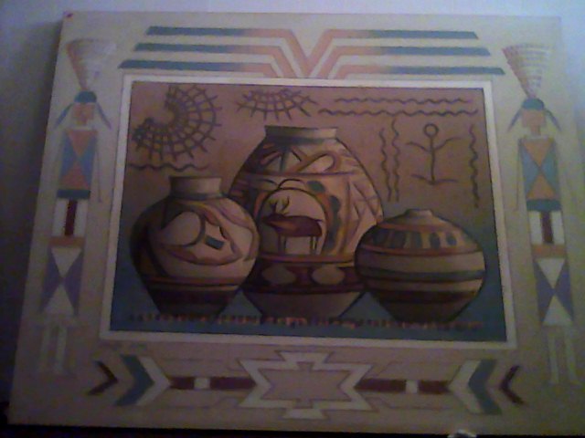 640x480 Native American Canvas Painting Signed By James Eagles Antique - James Eagles Painting