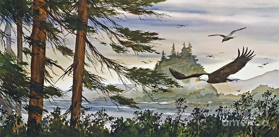 900x443 Eagles Majestic Flight Painting By James Williamson - James Eagles Painting