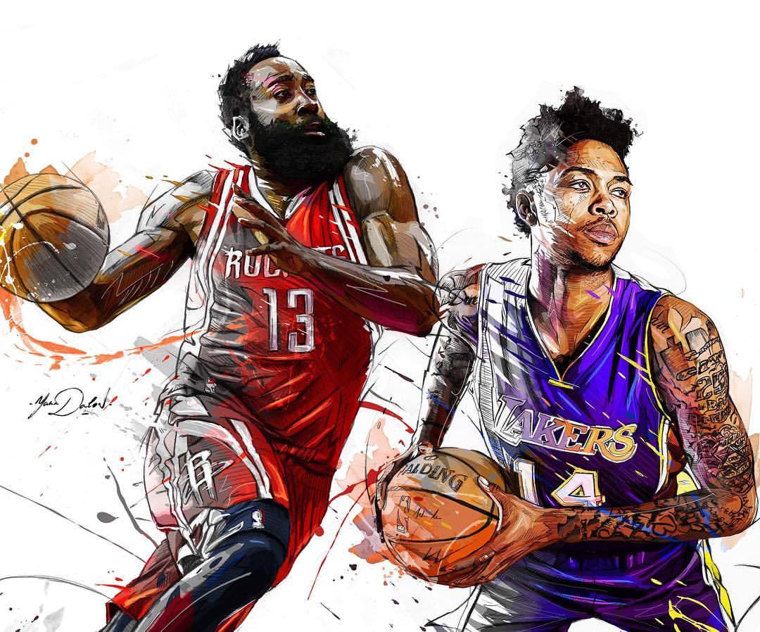 1080x898 Yann Dalon Tonight @houstonrockets Vs @lakers !! My Painting - James Harden Painting