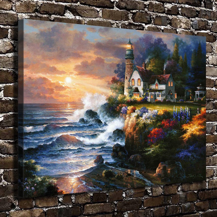 900x900 A1584 James Lee Twilight Beacon Landscape,hd Canvas Print Home - James Lee Oil Painting