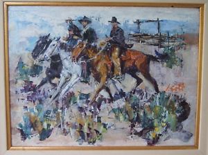 300x224 James Lee Colt (1922 2005) Western Cowboys Original Impressionist - James Lee Oil Painting