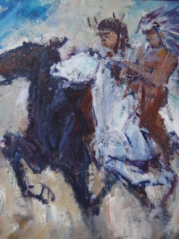 576x768 James Lee Colt Original Oil Painting Kp Modern Indian Art - James Lee Oil Painting