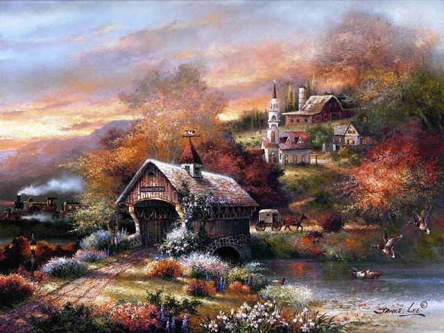 640x480 Canvas Painting New 1 Piece New Thomas James Lee Old Mill Creek,hd - James Lee Painting