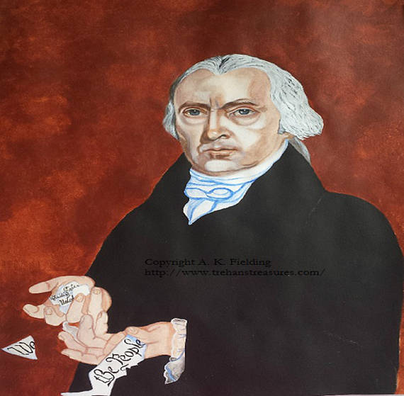 570x559 Original Historical James Madison Constitution Americana - James Madison Painting