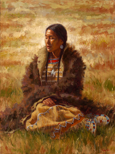 375x500 Prairie Angel Cheyenne Woman Painting James Ayers - James Painting
