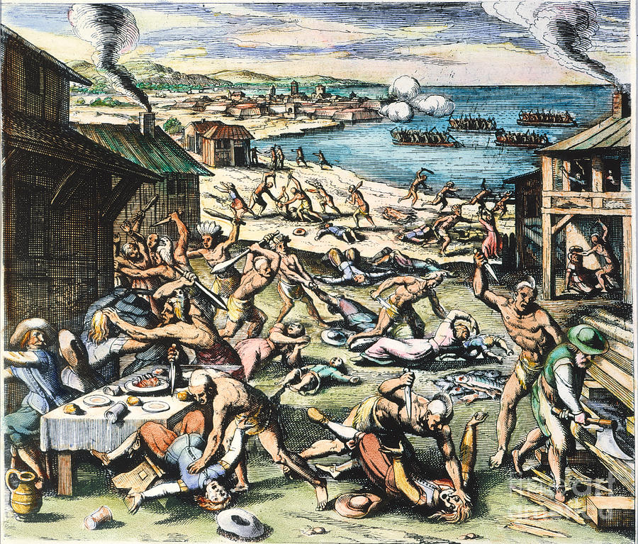 900x767 Jamestown Massacre, 1622 Photograph By Granger - Jamestown Painting