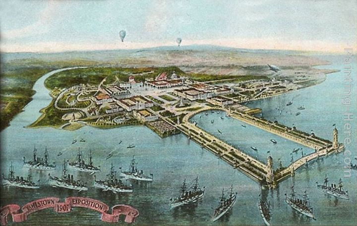 720x456 Norman Parkinson Illustration Of Jamestown Exposition, Virginia - Jamestown Painting