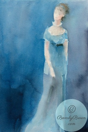300x450 Jane Austen Watercolor Painting Beverly Brown Artist - Jane Austen Painting