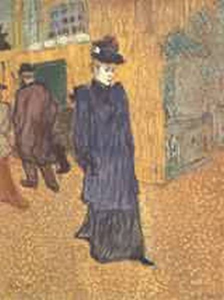 448x600 Jane Avril Leaving The Moulin Rouge Late 1800s By Lautrec Henri De - Jane Avril Painting