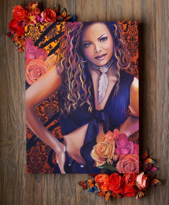 570x690 Janet Jackson Fine Art Print Glicee Print Oil Painting Pop - Janet Jackson Painting
