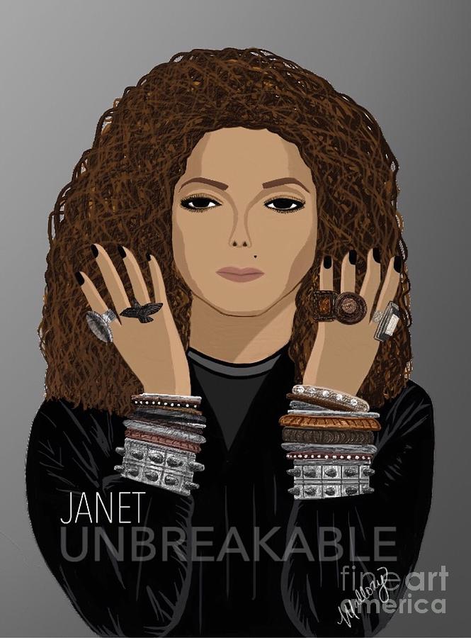 665x900 Janet Jackson Painting By Mallory Blake - Janet Jackson Painting