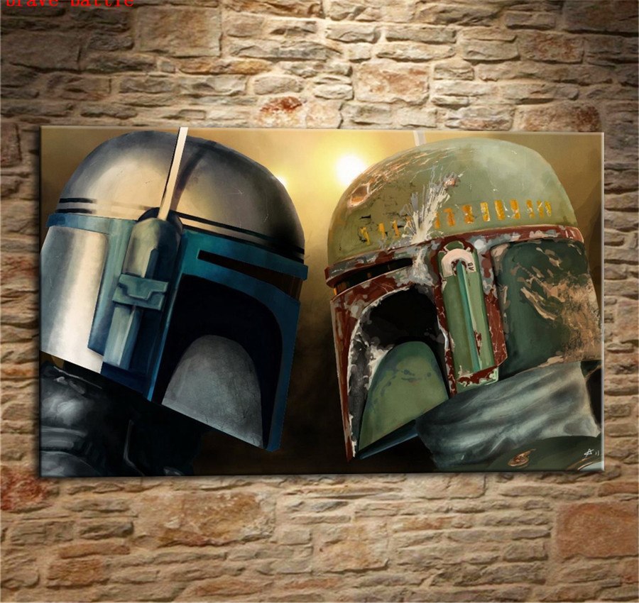 900x850 Star Wars Boba Fett And Jango Canvas Painting Print Living Room - Jango Fett Painting