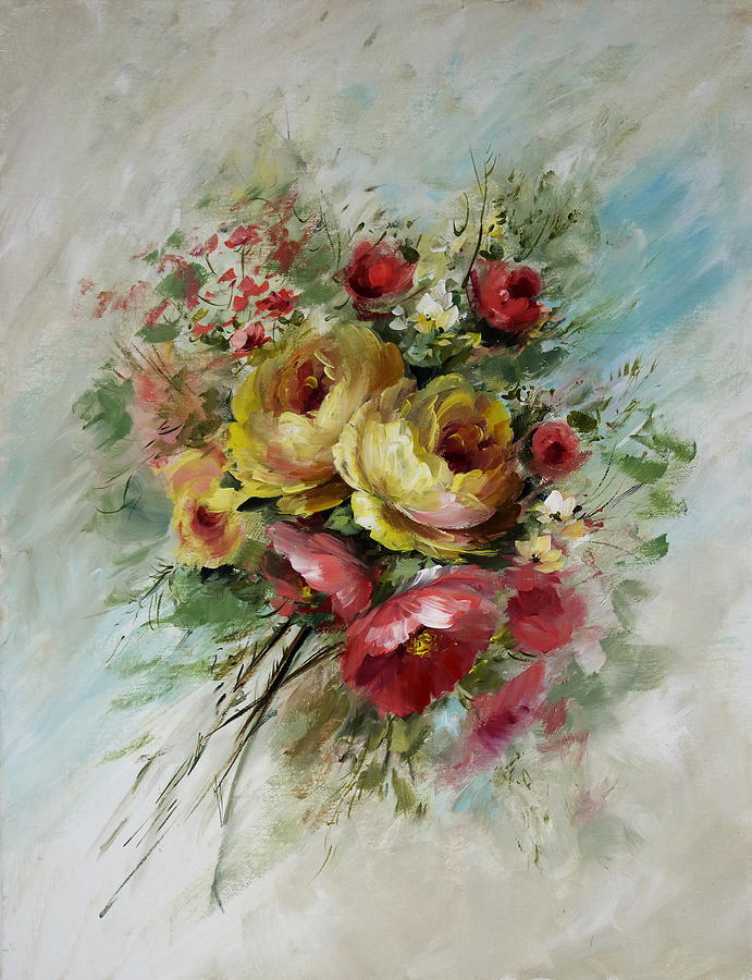 691x900 Yellow Rose Bouquet Painting By David Jansen - Jansen Painting