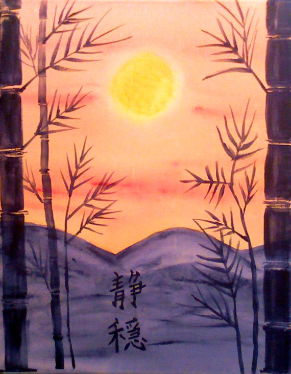 570x732 Items Similar To Serenity Original Acrylic Painting On Canvas - Japanese Acrylic Painting