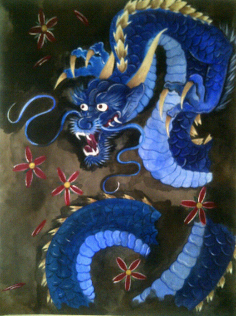 757x1013 Japanese Dragon Painting Liam Ryan Foundmyself - Japanese Acrylic Painting