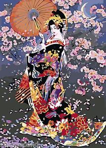 215x300 Acrylic Painting By Number Kit Cherry Blossom Lady Japanese Girl - Japanese Acrylic Painting