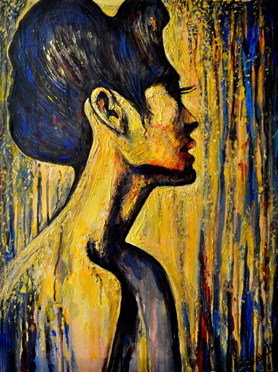 570x761 Japanese Geisha Fine Art Print Acrylic Painting Japanese - Japanese Acrylic Painting