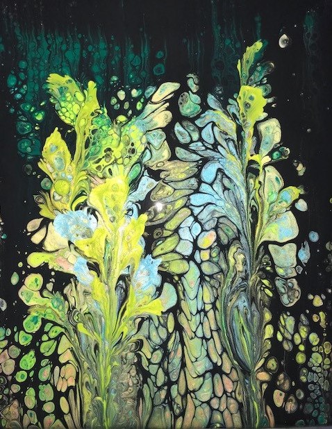 478x618 Moonlit Garden - Japanese Acrylic Painting