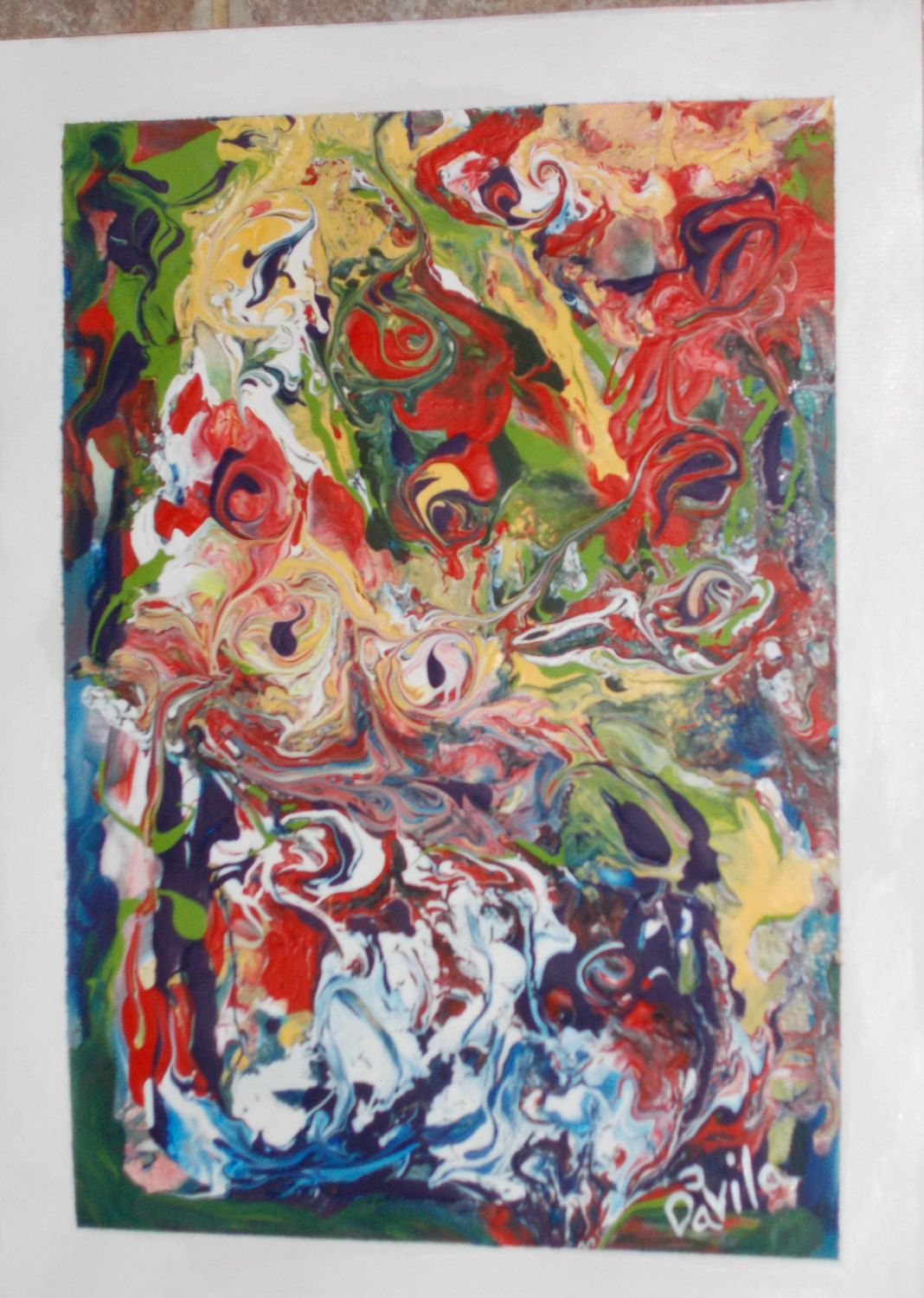 1068x1500 Original Japanese Blue Vase Floral Abstract Acrylic Painting Hand - Japanese Acrylic Painting