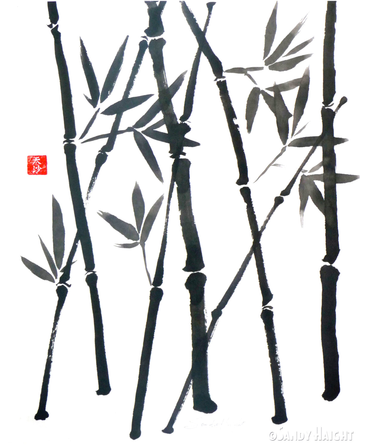 1239x1500 Original Sumi Brush Painting Bamboo Asian Japanese Wall - Japanese Bamboo Painting
