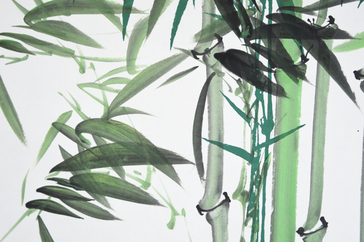 750x499 Big Scroll Painting By Numbers Landscape Bamboo Vintage Ink - Japanese Bamboo Painting