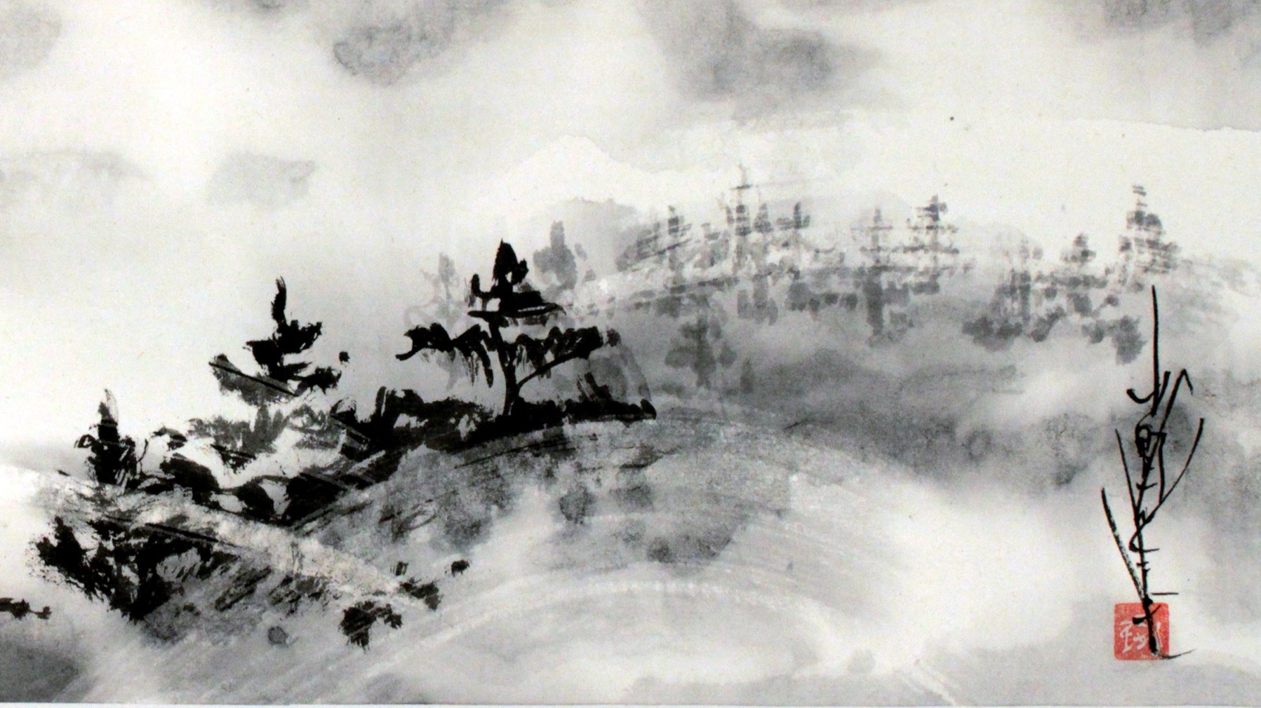 1797x1010 Sumi E - Japanese Black And White Painting