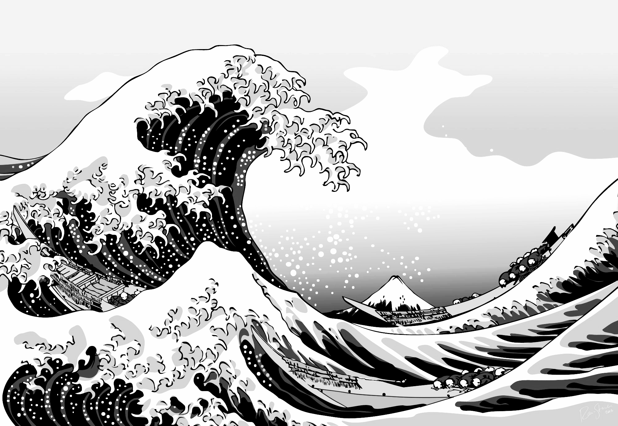 Кацусика Хокусай большая волна в Канагаве вектор