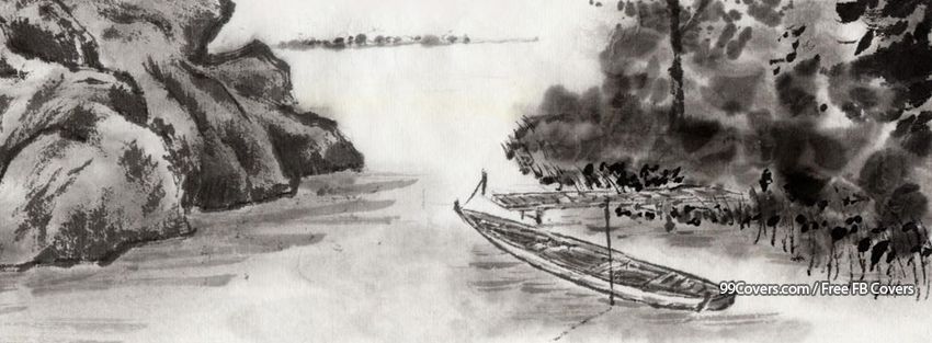 850x313 Facebook Cover Photos - Japanese Black And White Painting