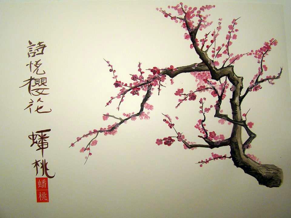 960x720 Veronique Renard - Japanese Blossom Painting