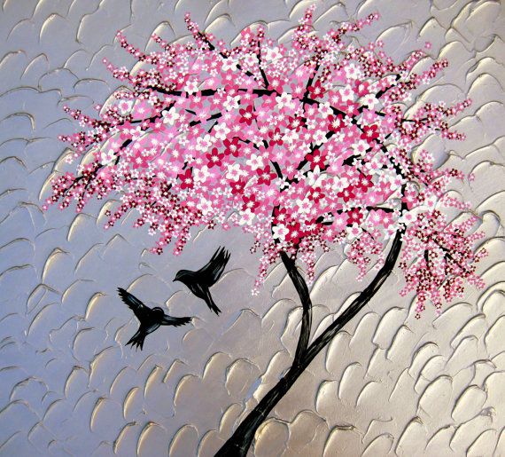 570x515 Cherry Blossom Painting Huge Painting Large Painting - Japanese Blossom Painting