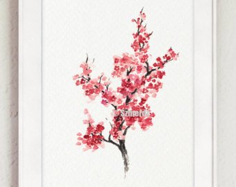 340x270 Cherry Blossom Art Etsy - Japanese Blossom Tree Painting