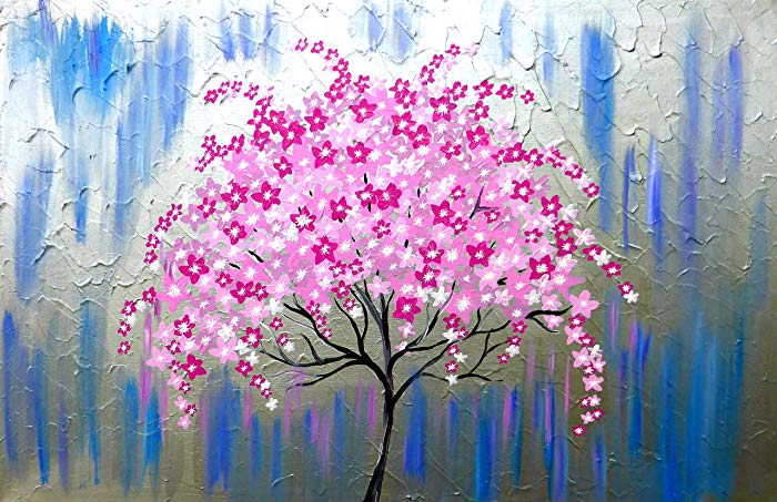 700x453 Pink Cherry Blossom Tree Painting, Cherry Blossom Tree - Japanese Blossom Tree Painting