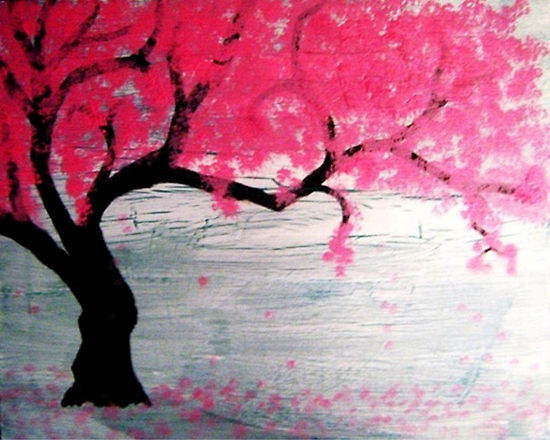 550x440 Sakura Matsuri (Japan) Clever Cookies - Japanese Blossom Tree Painting