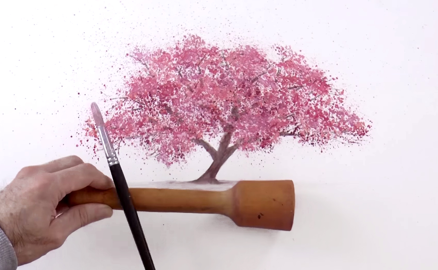 1510x933 Watercolor Technique To Splatter Cherry Blossom Trees - Japanese Blossom Tree Painting