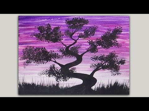 480x360 Acrylic Painting - Japanese Bonsai Tree Painting
