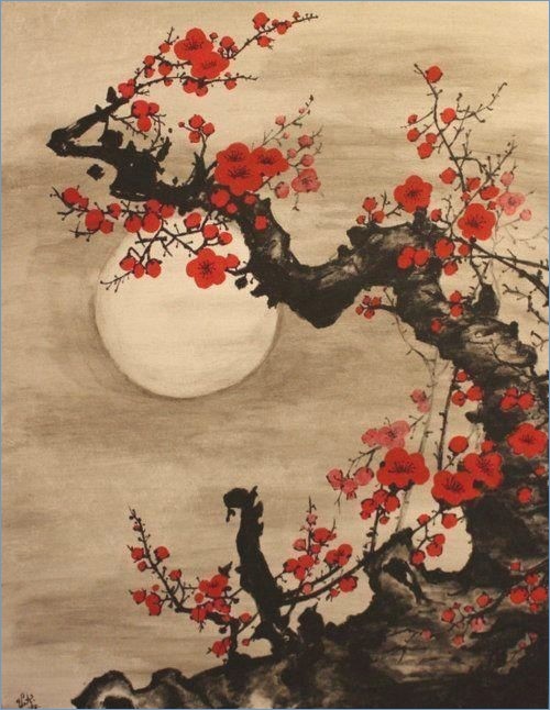 500x646 Japanese Bonsai Paintings - Japanese Bonsai Tree Painting