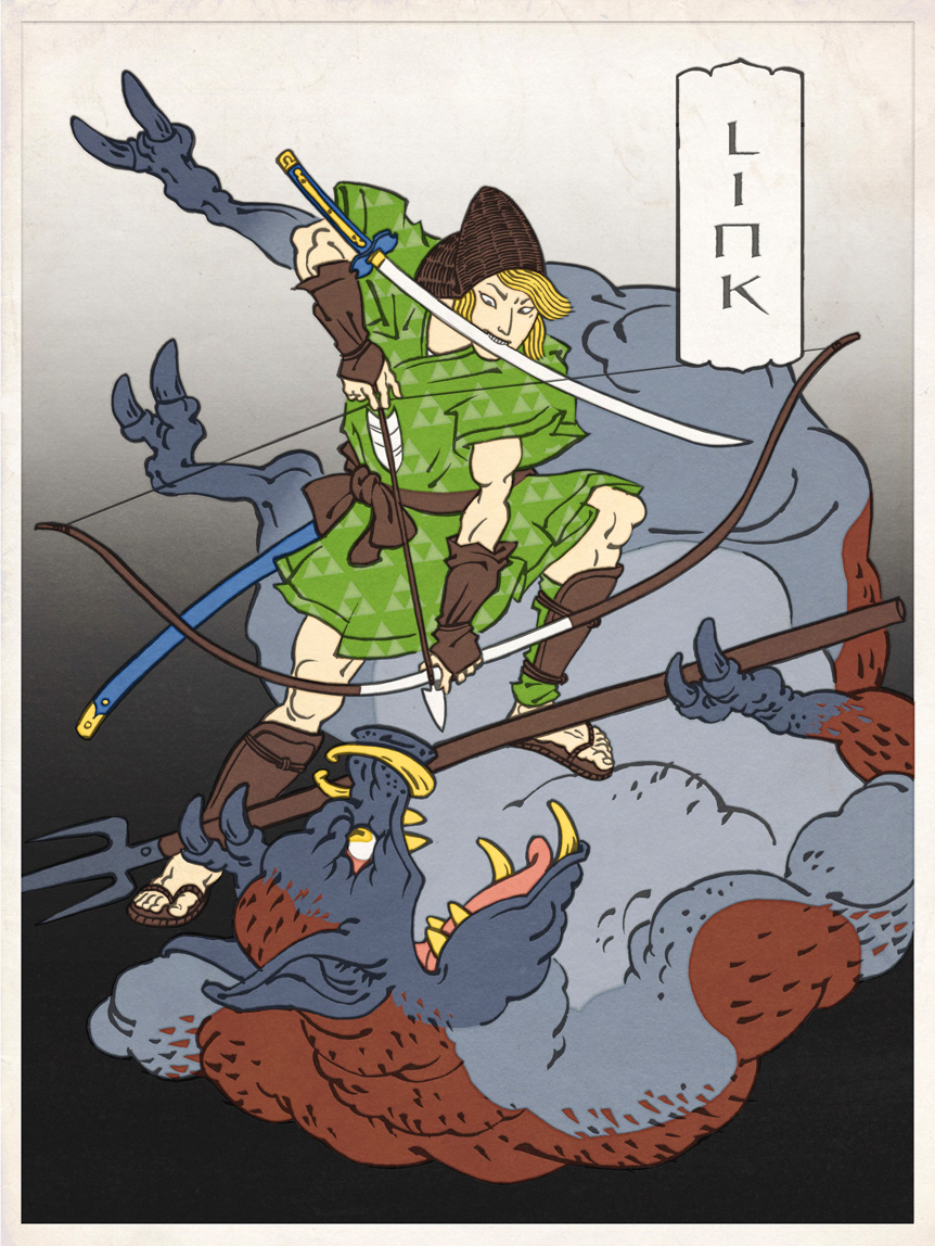 862x1148 Classic Video Game Characters As Japanese Woodblock Art Geektyrant - Japanese Cartoon Painting