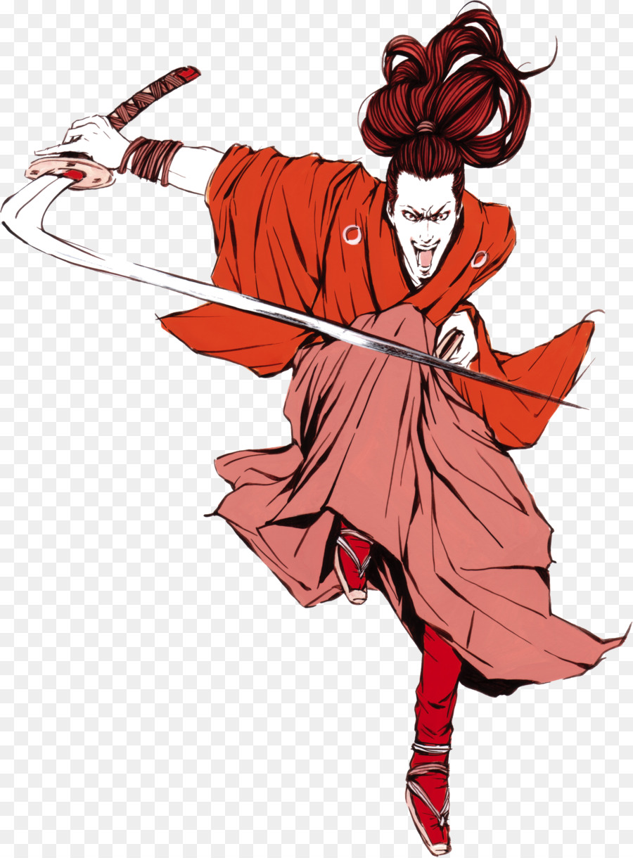 900x1220 Japan Samurai Anime Watercolor Painting Ru014dnin - Japanese Cartoon Painting