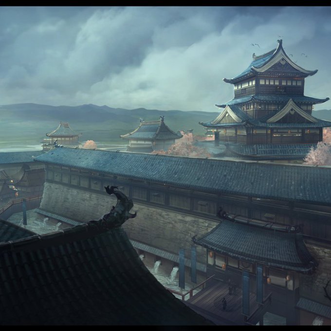 680x680 Japanese Castle N2 By Yellomice On , Wall Art Lion - Japanese Castle Painting