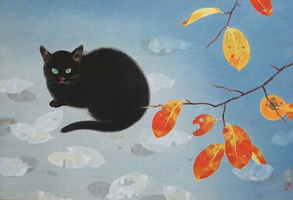 600x411 Japanese Cat Paintings And Prints By Kayo Yamaguchi Japanese - Japanese Cat Painting