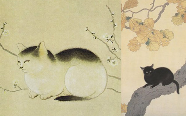 640x400 Meji Period Japanese Traditional Paintings Modernized By Many Cats - Japanese Cat Painting