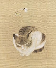 236x285 60 Best Classical Asian Paintings - Japanese Cat Painting