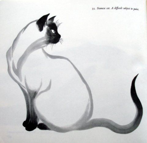 480x466 Book A Copybook For Japanese Ink Painting, Inside 02 Google - Japanese Cat Painting