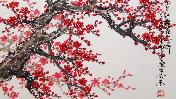 570x320 Chinese Cherry Blossom Drawing Japanese Cherry Blossom Tree - Japanese Cherry Blossom Painting