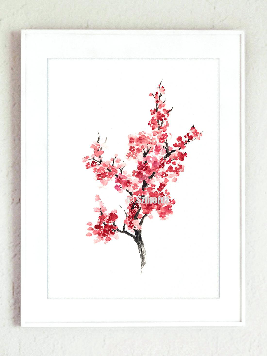 1100x1466 Cherry Blossom Painting Traditional Japanese Tree Canvas Acrylic - Japanese Cherry Blossom Painting Acrylic